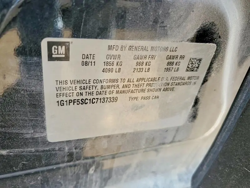 2012 CHEVROLET CRUZE LT  