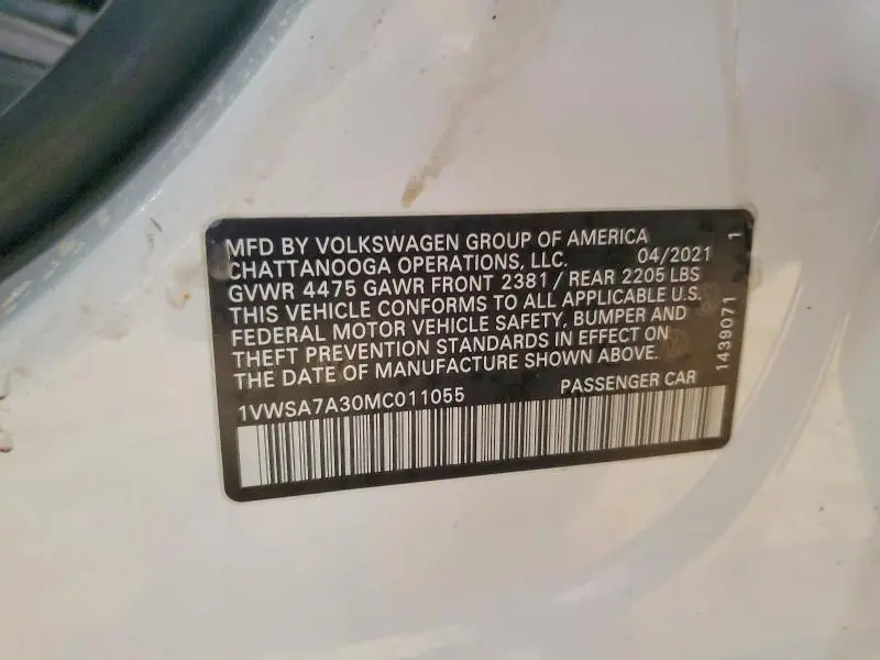 2021 VOLKSWAGEN PASSAT SE  