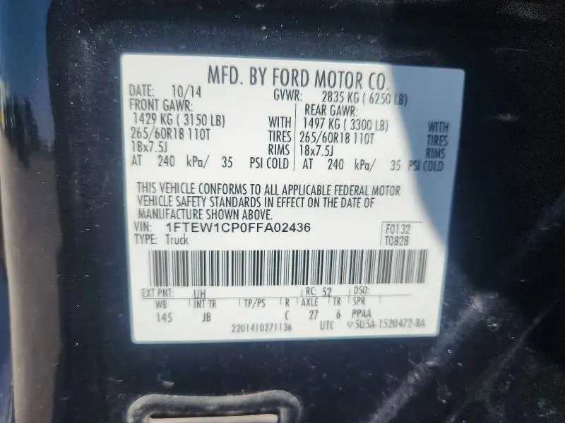 2015 FORD F150 SUPERCREW  