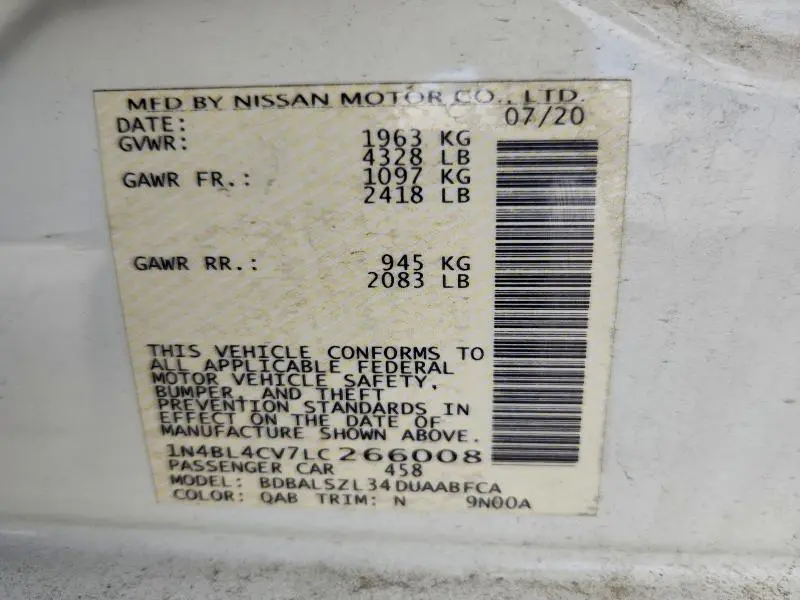 2020 NISSAN ALTIMA 2.5 SR  