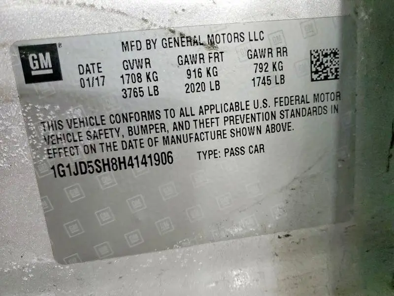 2017 CHEVROLET SONIC LT  