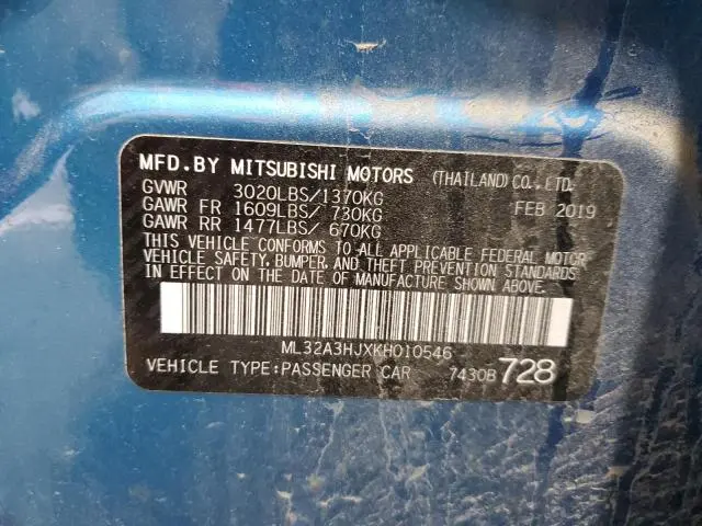 2019 MITSUBISHI MIRAGE ES  