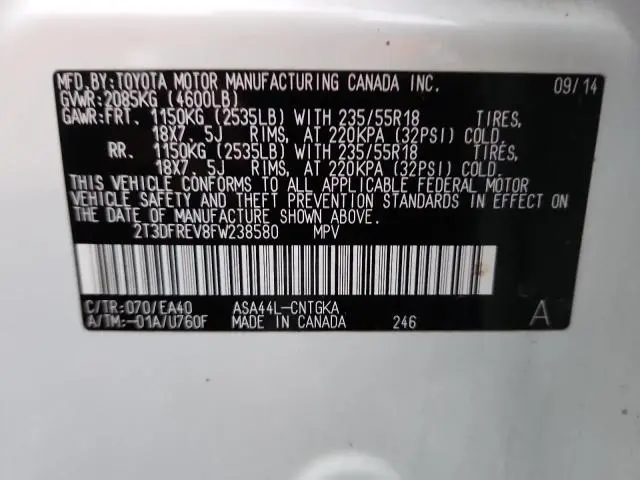 2015 TOYOTA RAV4 LIMITED  