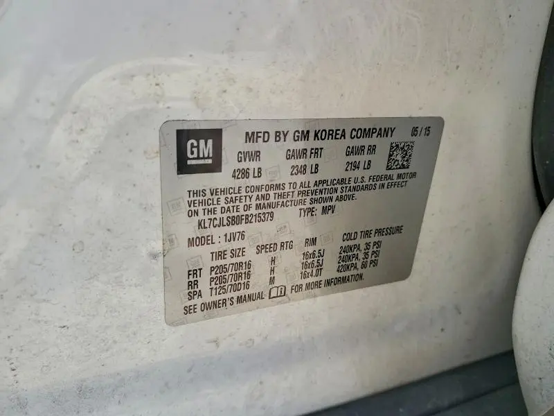 2015 CHEVROLET TRAX 1LT  