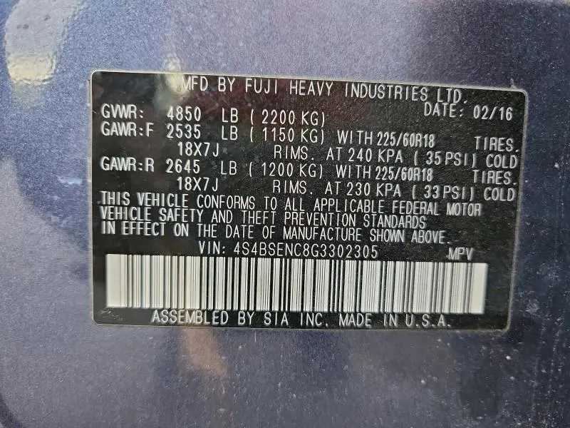 2016 SUBARU OUTBACK 3.6R LIMITED  