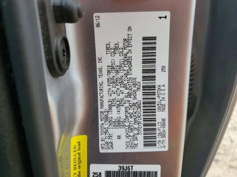2012 TOYOTA TUNDRA CREWMAX SR5  