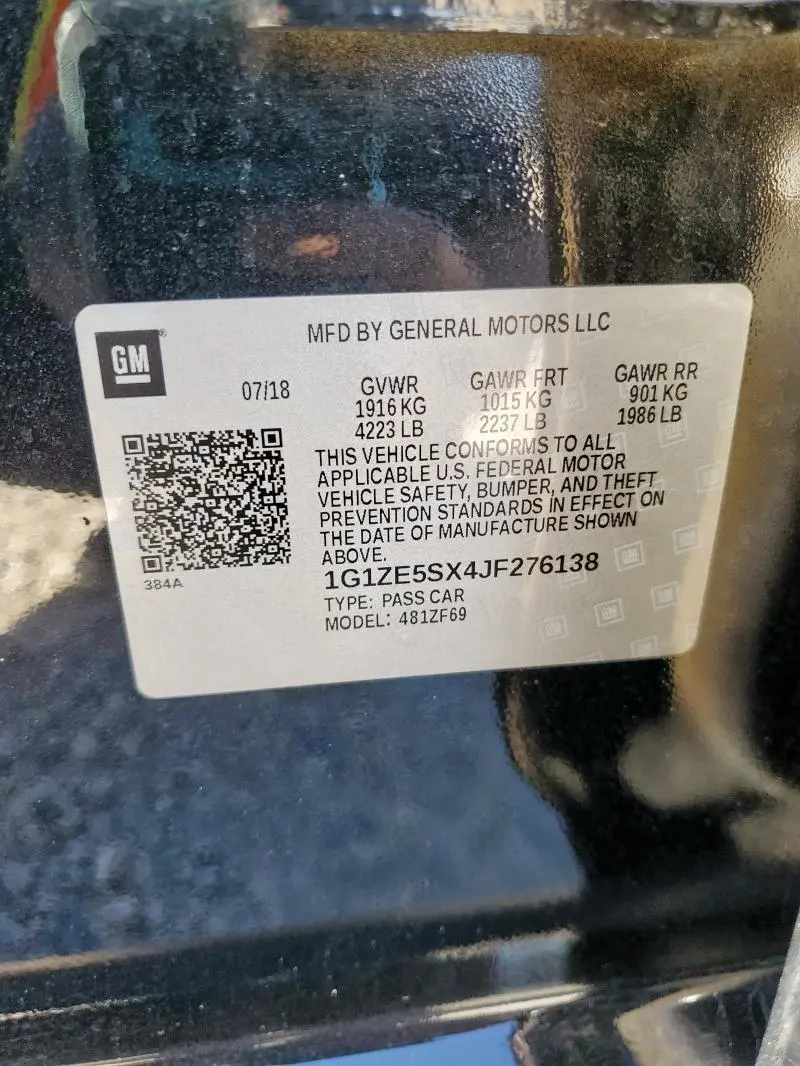 2018 CHEVROLET MALIBU PREMIER  