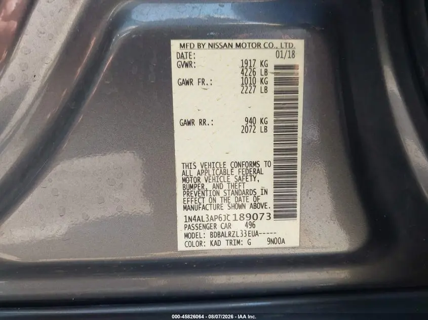 2018 NISSAN ALTIMA 2.5 SL