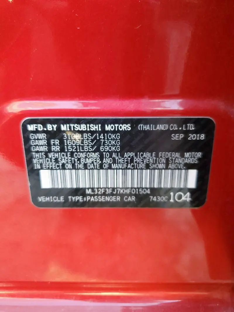 2019 MITSUBISHI MIRAGE G4 ES  