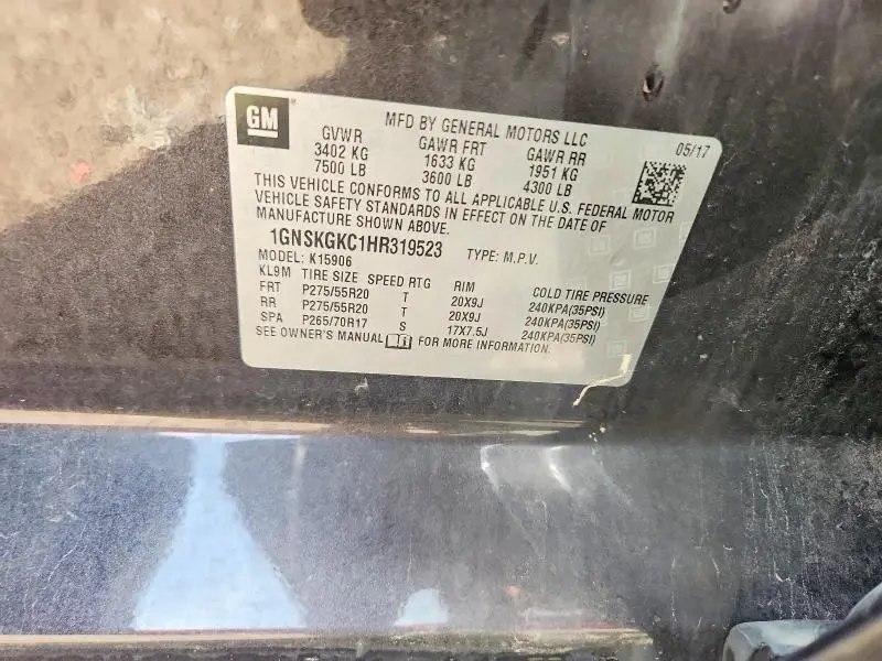 2017 CHEVROLET SUBURBAN K1500 LS  