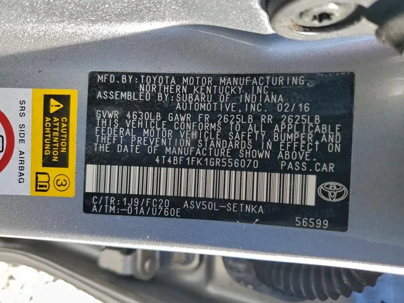 2016 TOYOTA CAMRY LE  