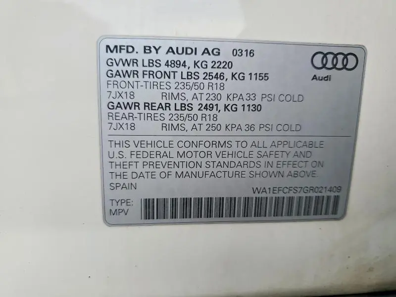 2016 AUDI Q3 PREMIUM PLUS  