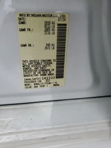 2015 NISSAN ALTIMA 2.5  