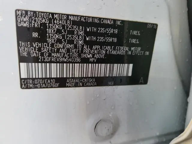 2017 TOYOTA RAV4 LIMITED  