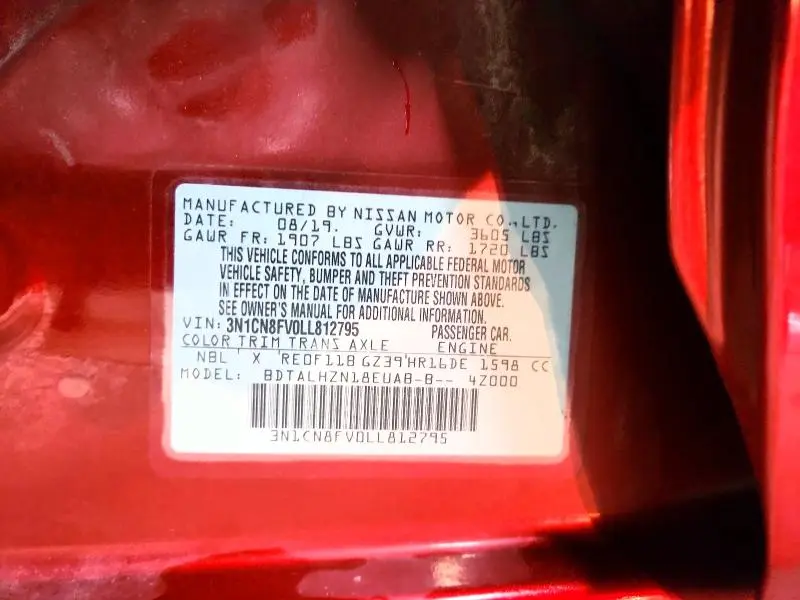 2020 NISSAN VERSA SR  