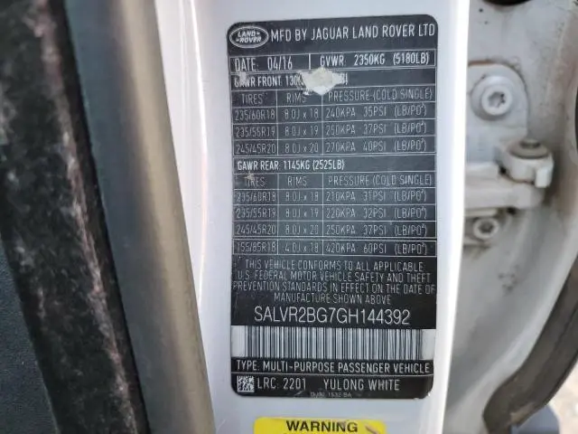 2016 LAND ROVER RANGE ROVER EVOQUE HSE  