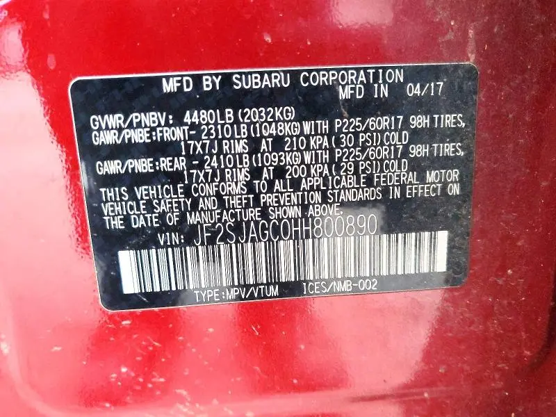 2017 SUBARU FORESTER 2.5I PREMIUM  