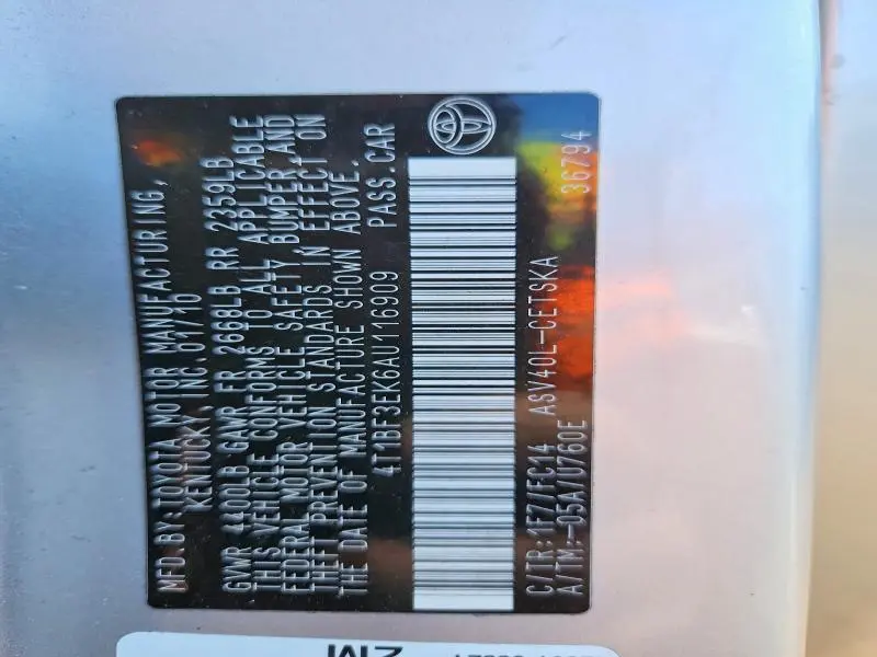 2010 TOYOTA CAMRY SE  