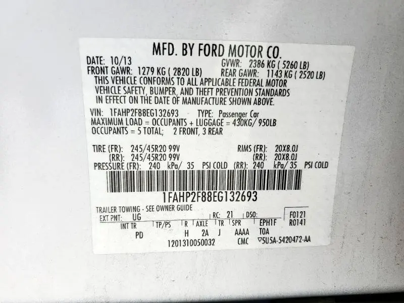 2014 FORD TAURUS LIMITED