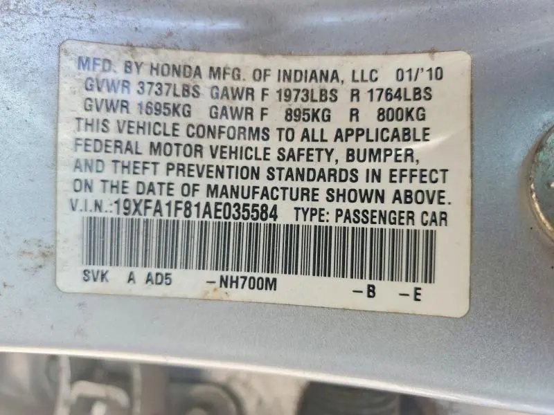 2010 HONDA CIVIC   