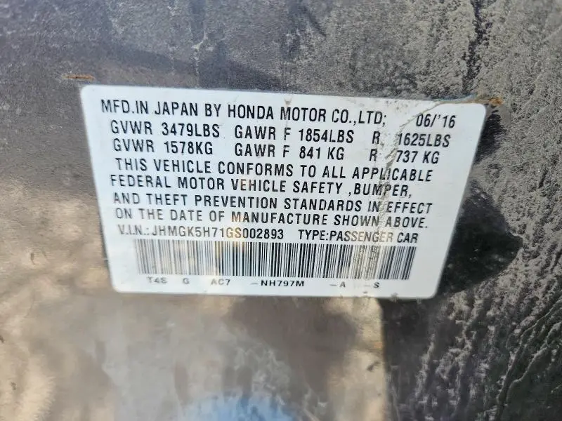 2016 HONDA FIT EX  