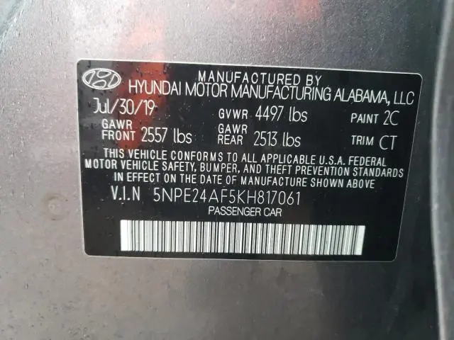 2019 HYUNDAI SONATA SE  