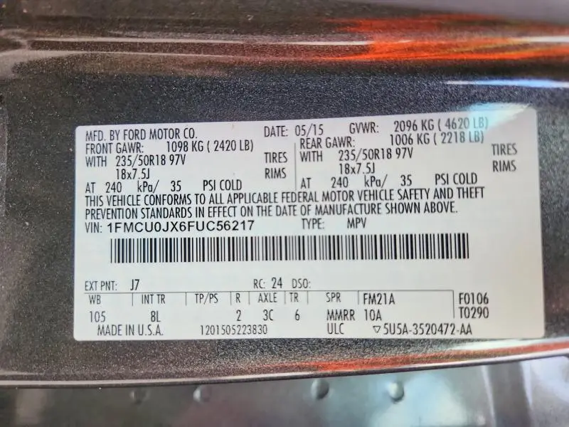 2015 FORD ESCAPE TITANIUM  