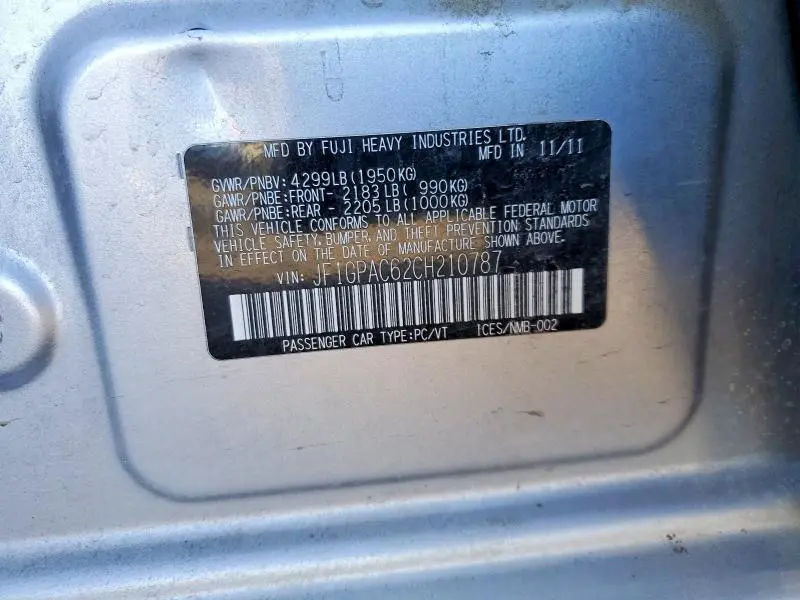 2012 SUBARU IMPREZA PREMIUM  