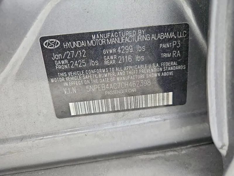 2012 HYUNDAI SONATA GLS  