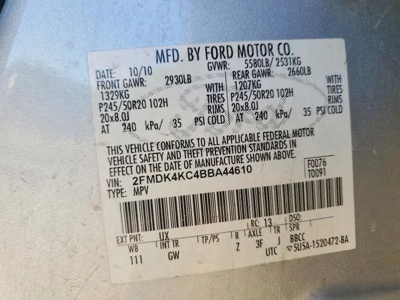 2011 FORD EDGE LIMITED  