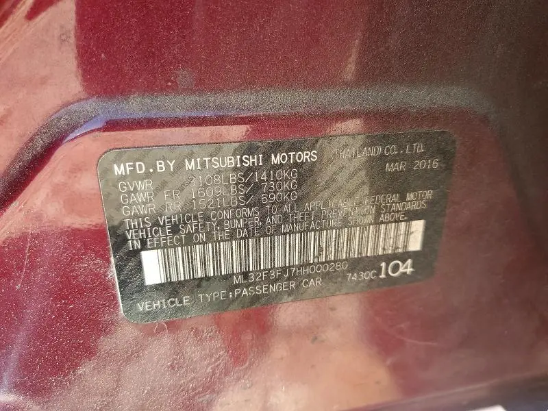 2017 MITSUBISHI MIRAGE G4 ES  