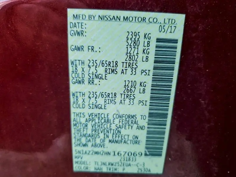 2017 NISSAN MURANO S  