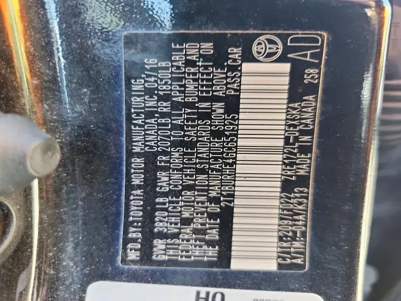 2016 TOYOTA COROLLA S PLUS  