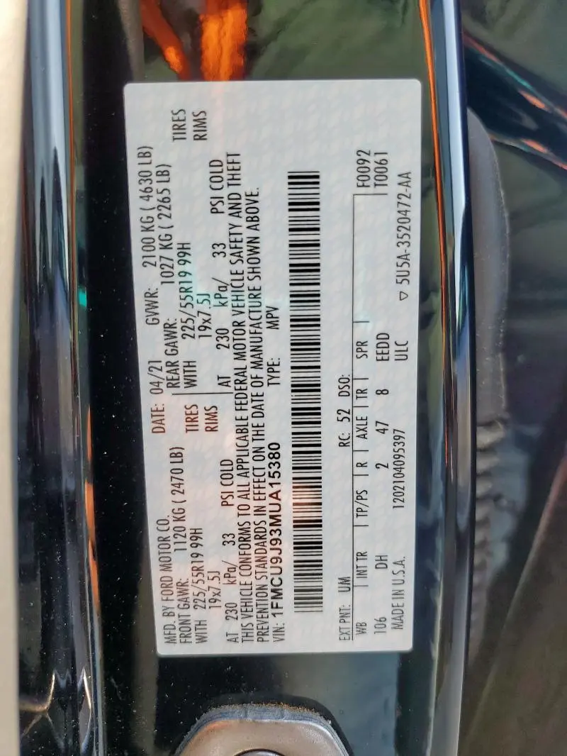 2021 FORD ESCAPE TITANIUM  