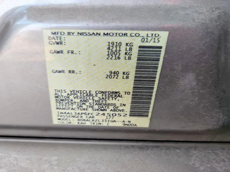 2015 NISSAN ALTIMA 2.5 SL  