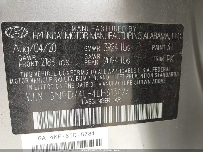 2020 HYUNDAI ELANTRA SE