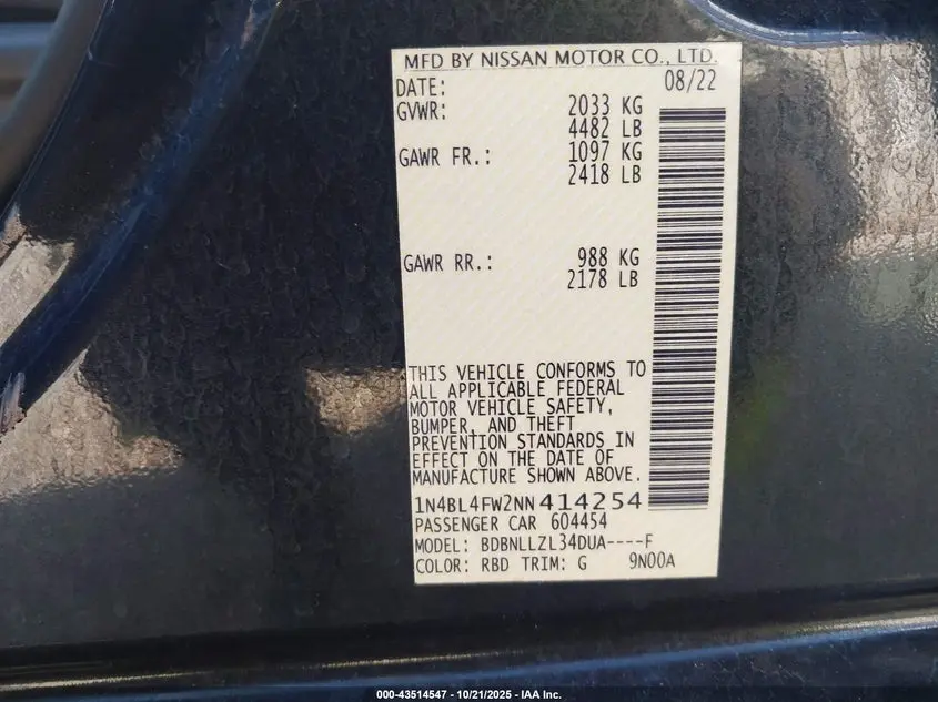 2022 NISSAN ALTIMA PLATINUM INTELLIGENT AWD