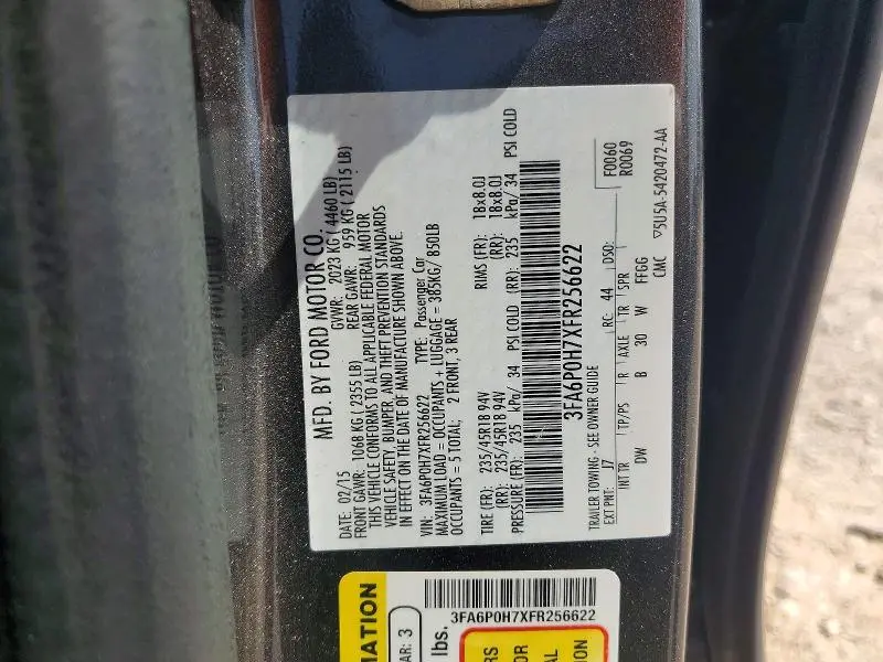 2015 FORD FUSION SE  