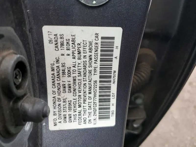 2017 HONDA CIVIC EX  
