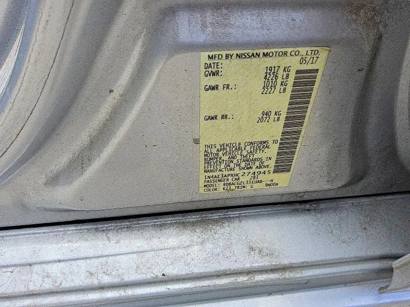 2017 NISSAN ALTIMA 2.5 S  