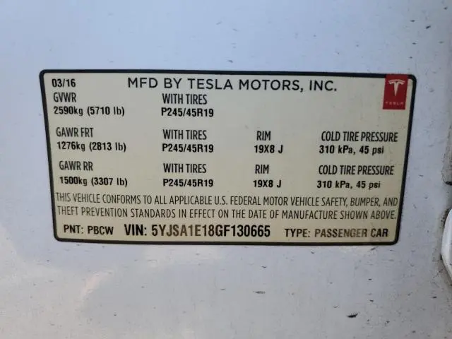 2016 TESLA MODEL S