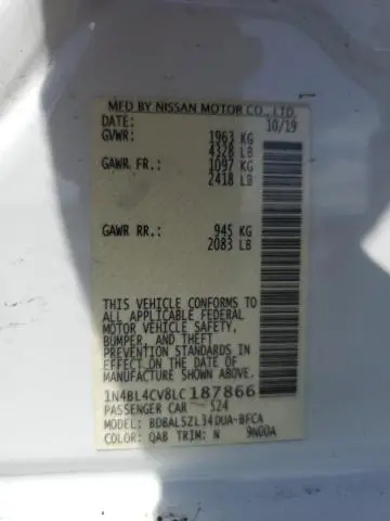 2020 NISSAN ALTIMA SR  