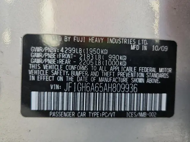 2010 SUBARU IMPREZA 2.5I  