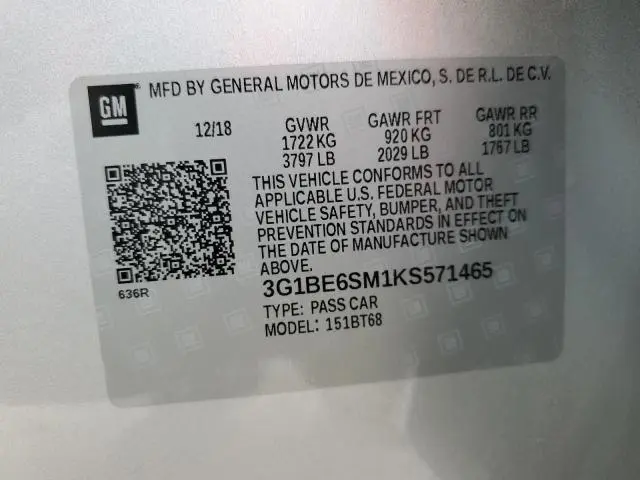 2019 CHEVROLET CRUZE LT  