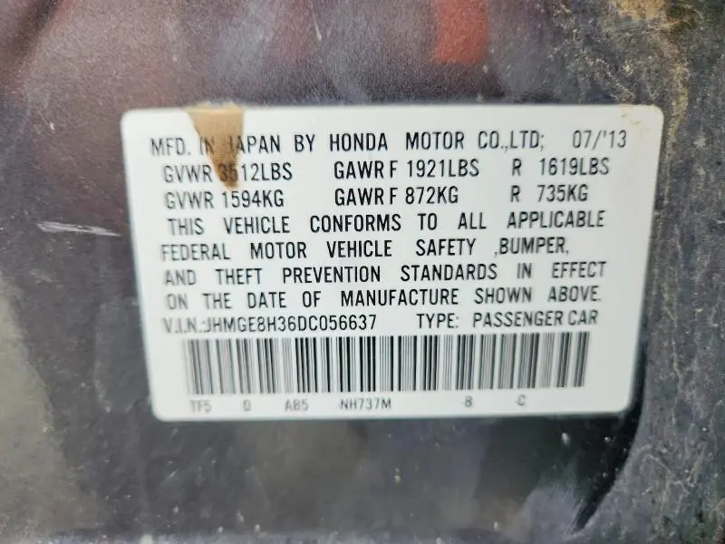2013 HONDA FIT   