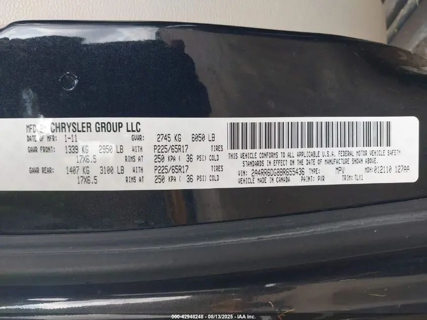 2011 CHRYSLER TOWN & COUNTRY LIMITED
