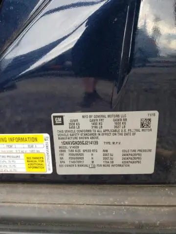 2016 CHEVROLET TRAVERSE LT  