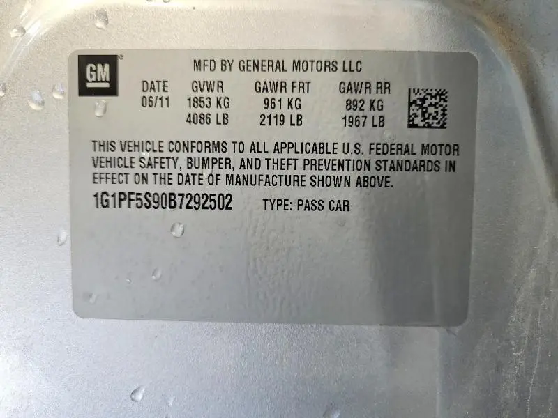 2011 CHEVROLET CRUZE LT  