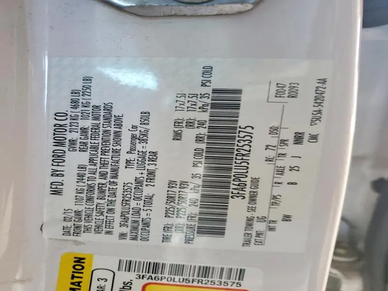 2015 FORD FUSION SE HYBRID  