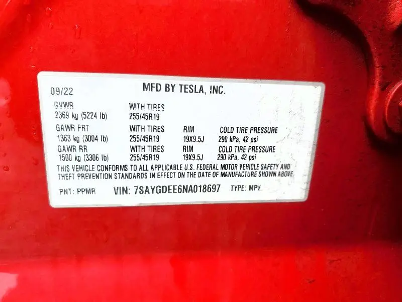 2022 TESLA MODEL Y   